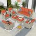 HOOOWOOO 8 Piece Outdoor Furniture Set Patio Conversation Sofa Set with Swivel Rocking Chair for backyard Red