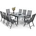 durable & William 9 Pieces Patio Dining Set for 6-8 People Outdoor Expandable Metal Table and PE Rattan Chairs Set with Cushions Modern Conversation Furniture for Terrace Porch Back