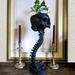 Resin Skull Planter & Spine Stand Set Polyresin Skulls Pot Halloween Decoration Retro Human Skull Head Flower Black