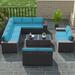 simple Outdoor Patio Furniture Set 14 Pieces Outdoor Furniture All Weather Patio Sectional Sofa PE Wicker Modular Conversation Sets with Coffee Table 12 Chairs & Seat Clips(Sand)