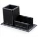 Office Accessories Multipurpose Leatherette Desktop Mesh Collection Container Pen Pencil Holder Caddy Organizer & Business Cards Holder Stand (black)