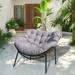 VIXLON Outdoor Rattan Papasan Chair Wicker Patio Chair with Thick Cushion Oversized Lounge Chairs for Balcony Porch Garden Yard