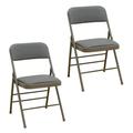 Cylcone Sound 2-Pack (Fabric/Vinyl) Steel Frame Foam Padded Metal Folding Chair (Black Gray White)