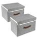 TYEERS Collapsible Storage Boxes YPF5 Washable Fabric Storage Bins with Lids 14.9x9.8x9.8 inches 2 Pack Gray