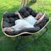 LEYCAY Outdoor Rocking Chair Wicker Rattan Lounge Rocking Chair with Cushion Indoor Papasan Chair Rocker Chair for Front Porch Gray