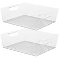 Richards Homewares Shallow Clear YPF5 Storage Bins-Set of 2 - Pantry Kitchen Plastic Containers for Organizing Fridge Drawers 13â€� x 11.4â€� x 4.1