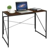 LcXctD Folding Computer Desk Writing Study Desks for Home Office Corner Laptop Gaming Folding Table with Metal Frame 39 Inches Brown