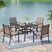 MIXPATIO Outdoor Patio Dining Set 7 Piece Furniture Set withMetal Patio Dining Table with Umbrella Hole Table for Deck Garden Backyard Lawn Poolside