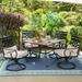 simple 7 PCS Heavy Duty Metal Patio Dining Sets with 6 Swivel Chairs (Cushion Included) and 1 Rectangular Metal Table with Umbrella Hole Outdoor Furniture for 6