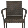 HomGarden Set of 2 Rattan Wicker Bar Stool Outdoor Backyard Barstool Chair Patio Furniture Bar Chair Set with Armrest