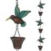 Aifeorzo 8.5FT Rain Chain YPF5 Hummingbird and Cup Rain for Gutters and Downspouts Metal Decorative Rainwater Catcher Chain Antique Copper Rain Gutter Downspout for Outside Garden