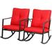 Patio Rocker Chair Rocking Chairs 2 Piece Modern Outdoor Furniture Red Thick Cushions Black Steel Frame