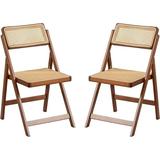 Rattan Accent Chairs Modern Mid Century Dining Chairs Set of 2 Comfy Armchairs Outdoor Rattan Chairs with Armrest for Bedroom Living Room Reading Room Dining Kitchen Brown