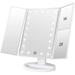 Makeup Mirror 1x/2x/3x Tri Fold Makeup Mirror with 21 LED Lights and Touch Screen Adjustable Mirror Cosmetic Countertop Mirrors White