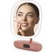 1 1 1 Lighted Makeup Mirror with LED Strip Light Makeup Vanity Mirror with Lights with180 Degrees Tilted 5X Magnifying Mirror for Bedroom (Rose Gold)