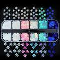 Biweutydys 12 Grids Boxed Christmas Snowflake Winter Nail Art Sequins Christmas Tree PET Sequins Nail Art Accessories