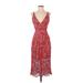 Dress the Population Casual Dress: Red Damask Dresses - Women's Size X-Small