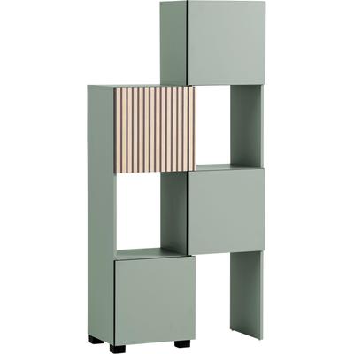 Schieberegal WELLTIME "Alexa, Breite variabel von 40 bis 70 cm", grün (pistazie, akustikprint), B:42,0cm H:165,1cm T:34,7cm, FSC-zertifizierter Holzwerkstoff, Regale, Türfront mit Akustikprint, grifflose Öffnung Image