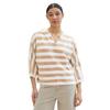 Kapuzenpullover TOM TAILOR, Damen, Gr. S (36), beige (beige melange knit stripe), Stoff, Obermaterial: 35% Baumwolle, 35% Lyocell, 30% Polyester, gestreift, casual, regular fit, V-Ausschnitt, 3/4-Ärmel, Pullover, mit weitem V-Ausschnitt