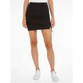 Minirock TOMMY JEANS "TJW GATHERING RIB MINI SKIRT" Gr. M (38), schwarz (black) Damen Röcke Miniröcke