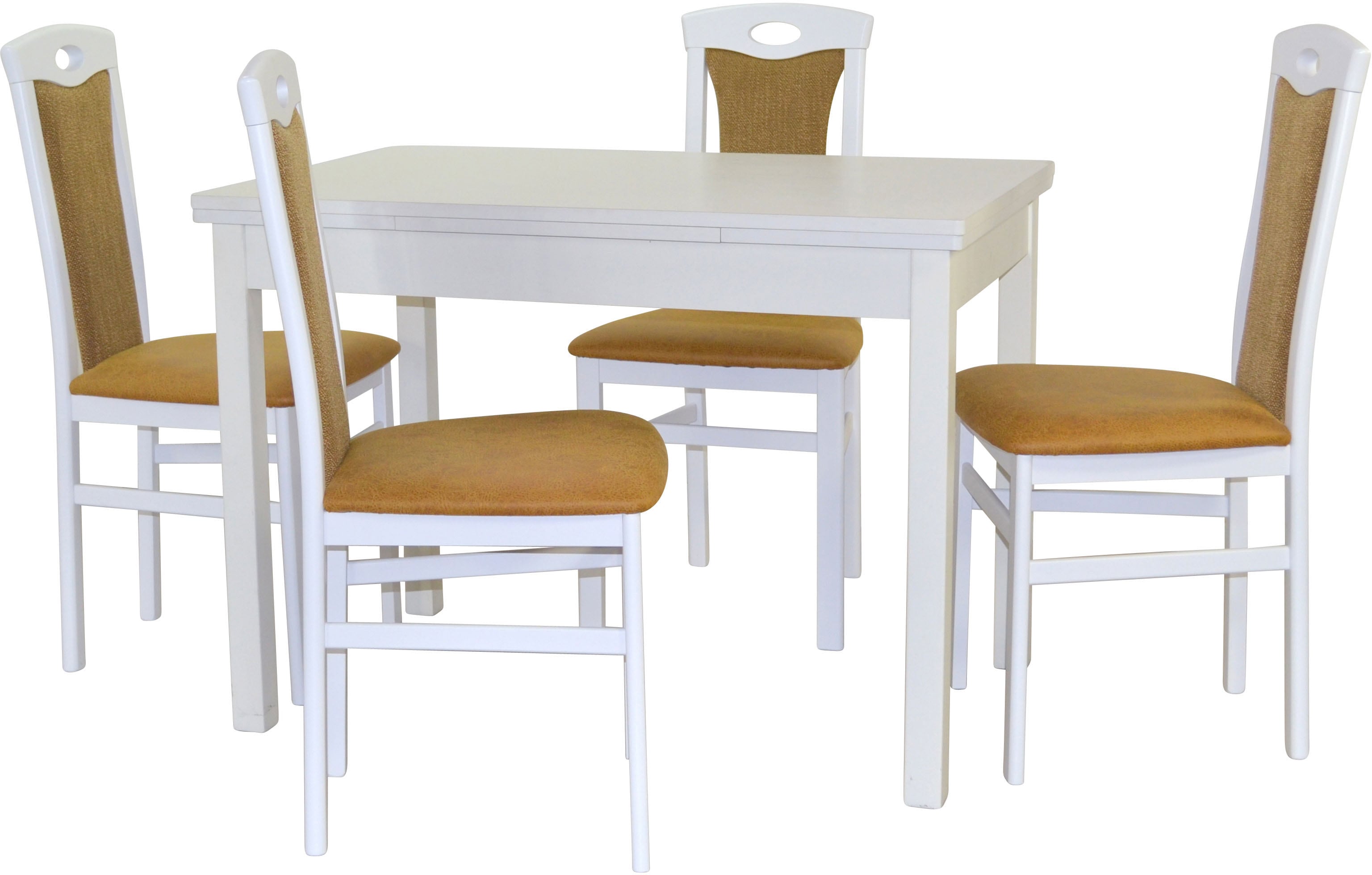 Essgruppe "5tlg. Tischgruppe", weiß (weiß, gelb, weiß), B:45cm H:95cm T:48cm, FSC-zertifiziertes Massivholz, HOFMANN LIVING AND MORE, Sitzmöbel-Sets, Stühle montiert