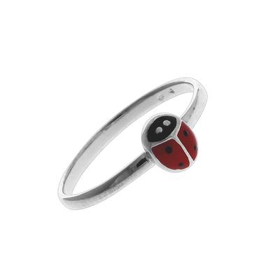 Fingerring VIVANCE "925/- Sterling Silber Marienkäfer" Gr. 14,5, weiß, Fingerringe, Damen, 046 (14,6), Silber 925 (Sterlingsilber) Image