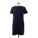 Zara Basic Casual Dress - Shift Collared Short sleeves: Blue Dresses - Women's Size Medium