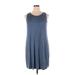 24/7 Maurices Casual Dress - A-Line Crew Neck Sleeveless: Blue Solid Dresses - Women's Size X-Large