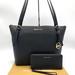 Michael Kors Bags | Michael Kors Voyager Large Tote Bag & Continental Wallet Wristlet | Color: Black/Gold | Size: Large