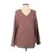 Sweatshirt: Brown Marled Tops - Women's Size Medium