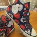 Converse Shoes | Chuck Taylor High Top Converse All Star Shoes Apple Print Navy Red Size Womens 9 | Color: Blue/Red | Size: 9