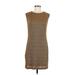 BCBGMAXAZRIA Casual Dress - Bodycon: Brown Tweed Dresses - Women's Size Small