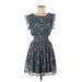 Trixxi Casual Dress: Blue Baroque Print Dresses - New - Women's Size Medium