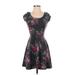 American Eagle Outfitters Casual Dress - Fit & Flare: Black Floral Motif Dresses - New - Women's Size Small