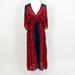 Free People Dresses | Free People Long Kaftan Dress Short Sleeve Red Size Small | Color: Black/Red | Size: S