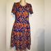 Lularoe Dresses | Lularoe Amelia Unicorn Floral Dress Size Large | Color: Blue/Red | Size: L