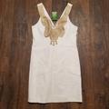 Lilly Pulitzer Dresses | Lilly Pulitzer 8 Largo Shift Resort White Sleeveless Dress Gold Accents | Color: Gold/White | Size: 8