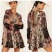 Free People Dresses | New Free People Stevie Printed Floral Mini Tunic Dress Long Bell Sleeves Black | Color: Black/Cream | Size: Various