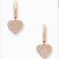 Kate Spade Jewelry | Kate Spade Pave Heart Drop Earrings Brand New | Color: Gold/Pink | Size: 0.8” X 0.43” Approx