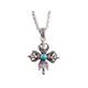 GeRRiT S925 Sterling Silver Pendant with Intarsia in Red Agate, Artificial Turquoise, cross Pendant Green, Green