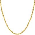 14K Yellow or White Gold solid 2mm Diamond cut Rope chain Necklace w/Real Strong Lobster Claw clasp f/Men or women Thin for pendants 16-24inches (Yellow-Gold, 20)