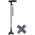Walking Stick Aluminum Alloy Walking Canes with LED Light Handle Crutches 10 Adjustable Height Levels for Men Or Women Disabled and Elderly Mobility Cane with 4 Legs Non-Slip Base Max.200kg