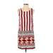 Very J Casual Dress - Shift: Burgundy Aztec or Tribal Print Dresses - Women's Size Small