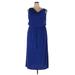 Emma & Michele Casual Dress - Popover: Blue Dresses - Women's Size 2X