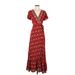 Zesica Casual Dress - Wrap: Red Paisley Dresses - Women's Size Small