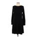 Ann Taylor LOFT Casual Dress - Sweater Dress: Black Solid Dresses - New - Women's Size Large