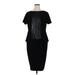 Lafayette 148 New York Casual Dress - DropWaist Crew Neck Short sleeves: Black Dresses - Women's Size 16