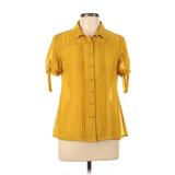 Unique Vintage Short Sleeve Blouse: Yellow Tops - Women's Size Large