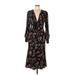 Veronica Beard Casual Dress - Wrap: Black Floral Motif Dresses - Women's Size 10