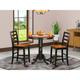 East West Furniture 3 Piece Kitchen Counter Set- A Round Dining Room Table with Pedestal and 2 Dining Chairs, Black & Cherry